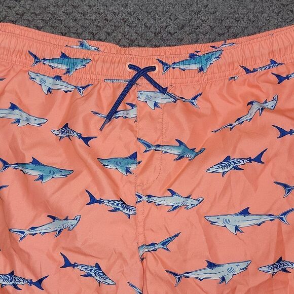 Lands End Boys Shark Printed Volley Swim Trunks Shorts Size L (14H-16H) - Picture 2 of 8